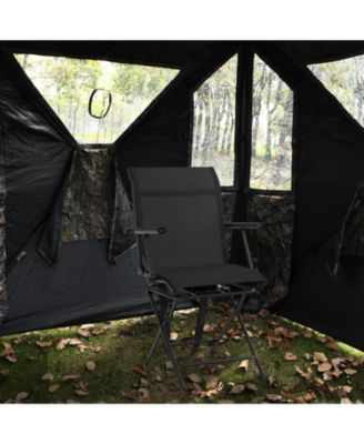 Foldable Swivel Patio Chair with Armrest and Mesh Back