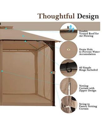 12 x 10 Feet Outdoor Double Top Patio Gazebo with Netting