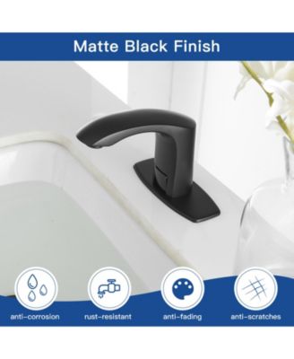 Automatic Sensor Touchless Bathroom Sink Faucet With Deck Plate & Pop Up Drain In Polished Chrome