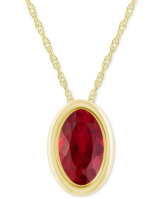 Pink Topaz Oval Solitaire 18" Pendant Necklace in 10k Gold (Also in Additional Gemstones)