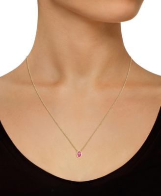 Pink Topaz Oval Solitaire 18" Pendant Necklace in 10k Gold (Also in Additional Gemstones)