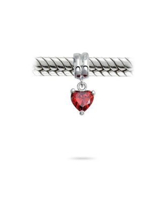 Valentines Love Heart Dangle Charm Bead Sterling Silver Bracelet