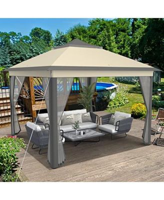 11 x 11 Feet 2-Tier Pop-Up Gazebo Tent Portable Canopy Shelter Carry Bag Mesh
