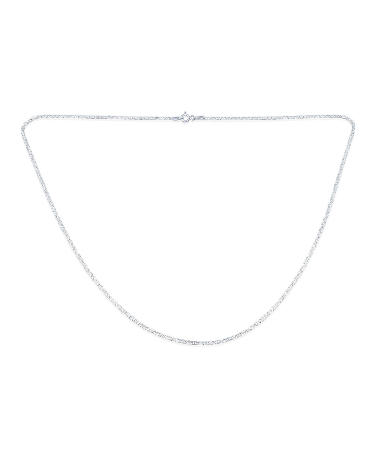 Bling Jewelry Thin Flat Mariner Anchor Link Chain 2MM Strong Necklace .925 Sterling Silver