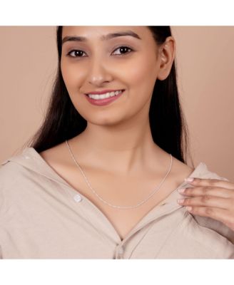 Set of 2 Thin 1.5MM Sterling Silver Singapore Rope Chain Necklace Made in Italy 20 & 24 Inch