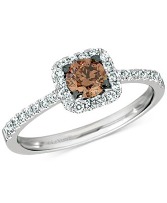 Le Vian - Chocolate Diamond & Vanilla Diamond Halo Ring (3/4 ct. t.w.) in 14k White Gold