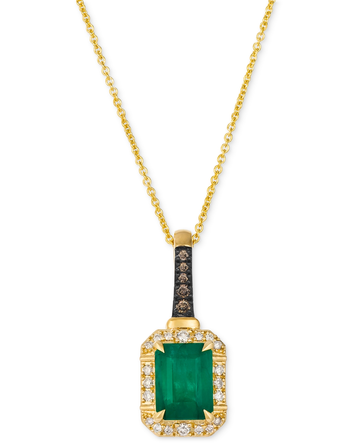 Le Vian New Emerald (1-1/5 Ct. T.w.) & Diamond (1/8 Ct. T.w.) 20" Pendant Necklace In 14k Yellow Gold