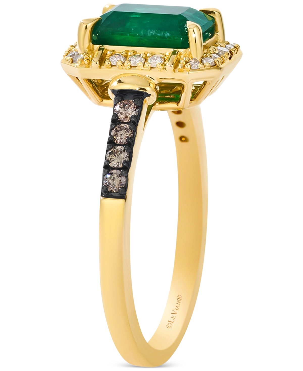 Le Vian New Emerald (1-1/5 Ct. T.w.) & Diamond (1/5 Ct. T.w.) Statement Ring In 14k Yellow Gold