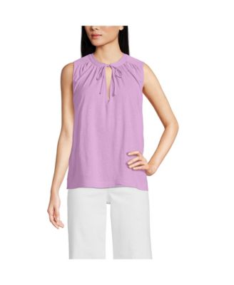 Women's Linen Blend Notch Neck Swing Tank Top