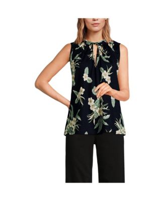 Women's Linen Blend Notch Neck Swing Tank Top