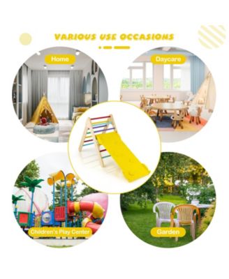 3-in-1 Wooden Climbing Triangle Set Triangle Climber with Ramp