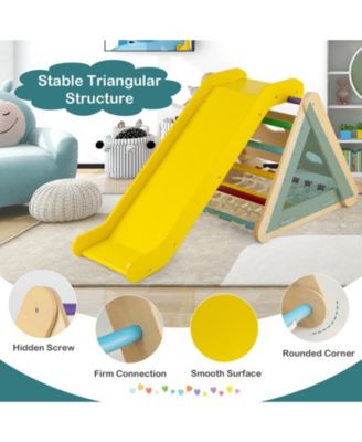 4 in 1 Triangle Climber Toy with Sliding Board and Climbing Net