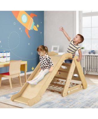 4 in 1 Triangle Climber Toy with Sliding Board and Climbing Net