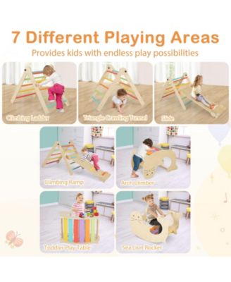 7-in-1 Indoor Climbing Toys for Toddlers with Reversible Ramp