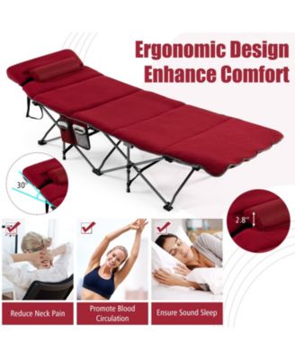Folding Retractable Travel Camping Cot with Mattress and Carry Bag
