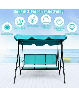 3 Person Steel Frame Patio Swing with Polyester Angle and Adjustable Canopy