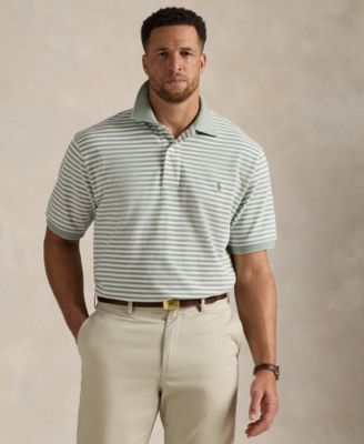Men's Big & Tall Striped Oxford Mesh Polo Shirt