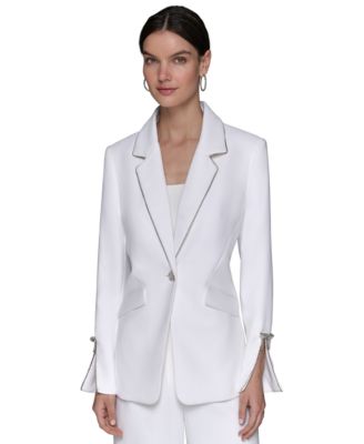 KARL LAGERFELD PARIS - Women's Embellished Slit-Cuff Blazer