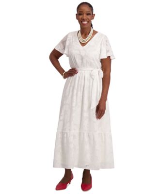 Kasper - Flutter-Sleeve Smock-Waist Dress, Regular & Plus