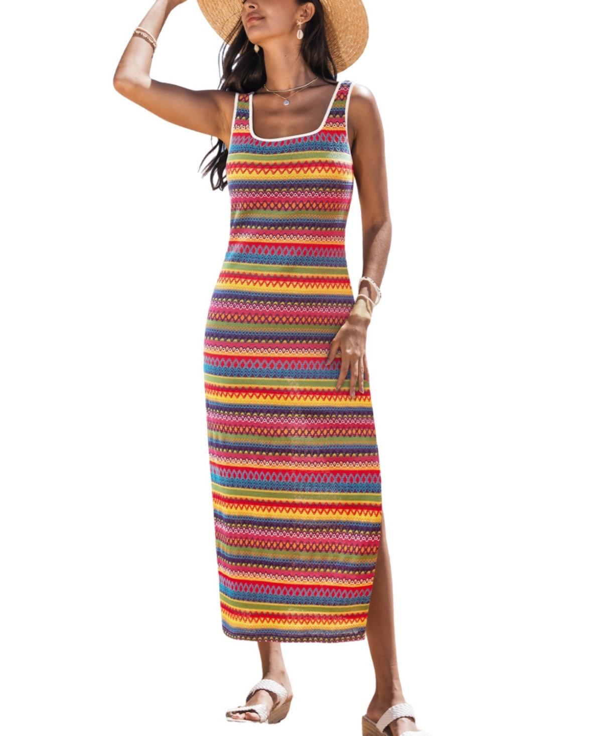 Women's Prism Dream Striped Midi Beach Dress - Red