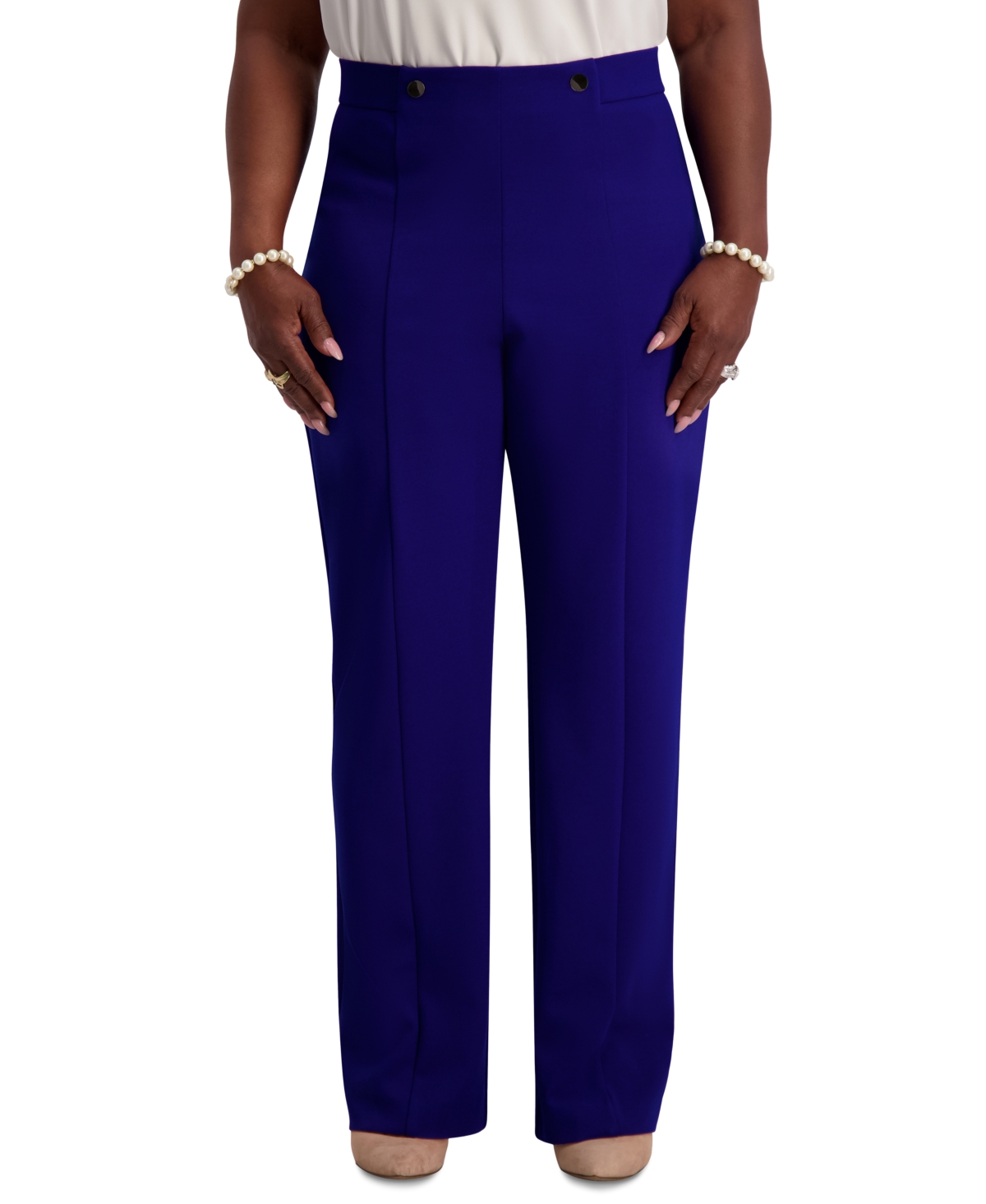 High-Rise Pull-On Rivet Pants, Regular & Plus - Crimson