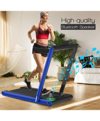 2-in-1 Folding Treadmill with Dual LED Display-Navy