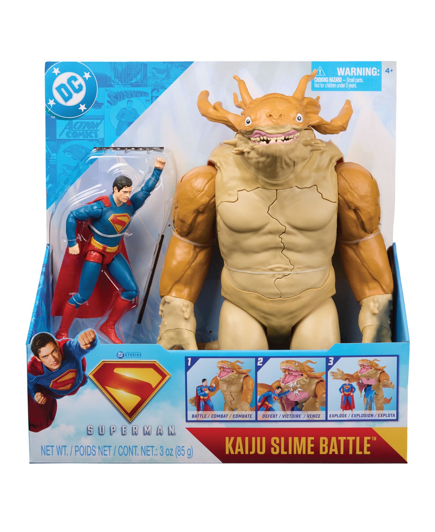Детские фигурки DC Comics Superman Kaiju Slime Battle 2-Piece Action Figure Set, Ages 4+ — фото 5