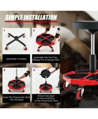 330 LBS Capacity Pneumatic Rolling Mechanic Stool with Padded Seat