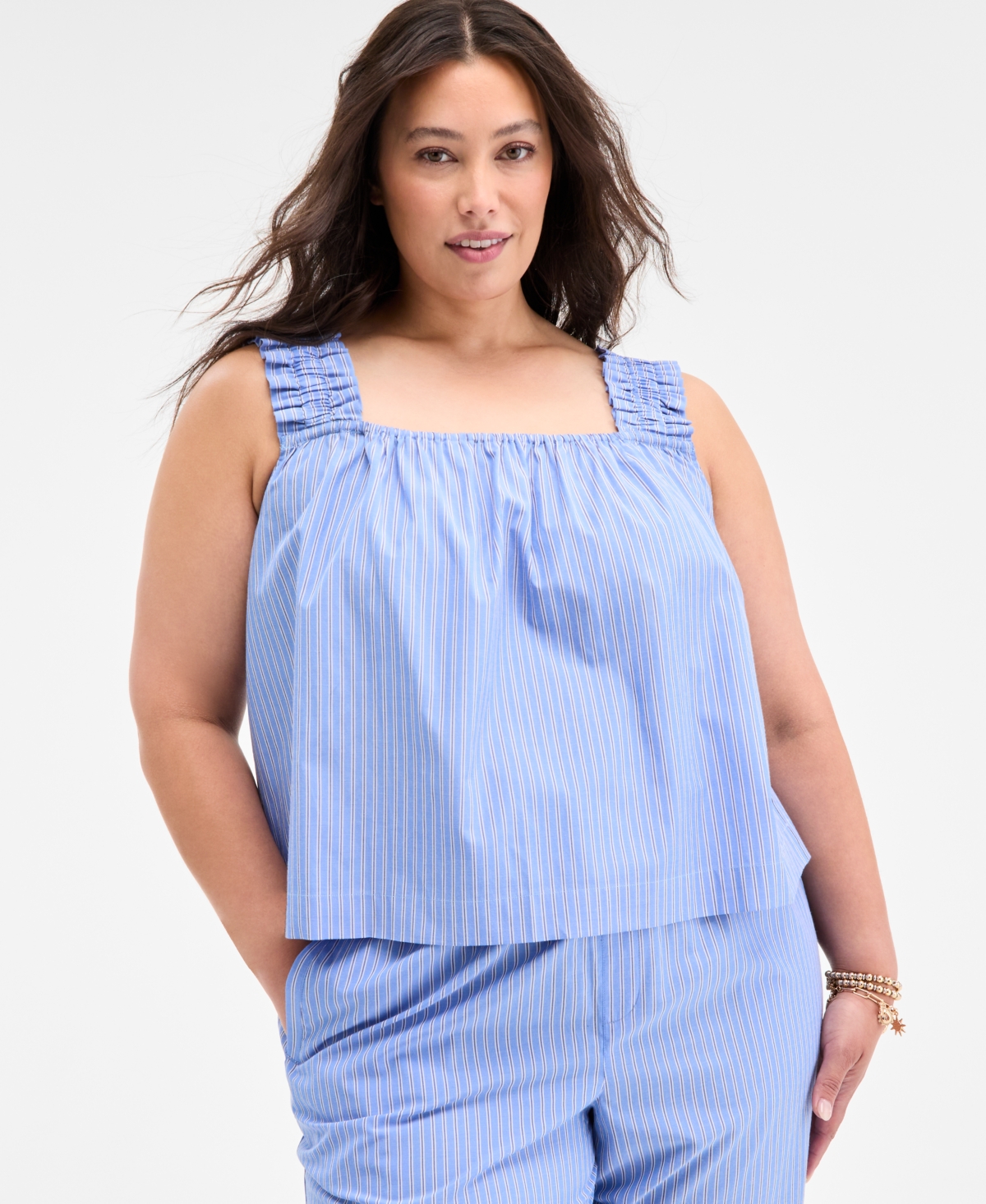 On 34th Trendy Plus Size Striped Sleeveless Top Striped Pull On Pants Exclusively At Macys