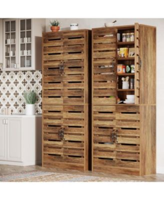 Farmhouse Storage Cabinet, 9-Tier with Adjustable Shelves and 2 Shutter Doors, for Kitchen, Dining Room