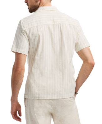 Men's Salaman Short Sleeve Striped Button-Front Camp Shirt