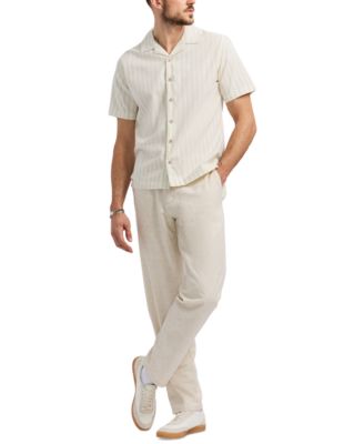 Men's Salaman Short Sleeve Striped Button-Front Camp Shirt