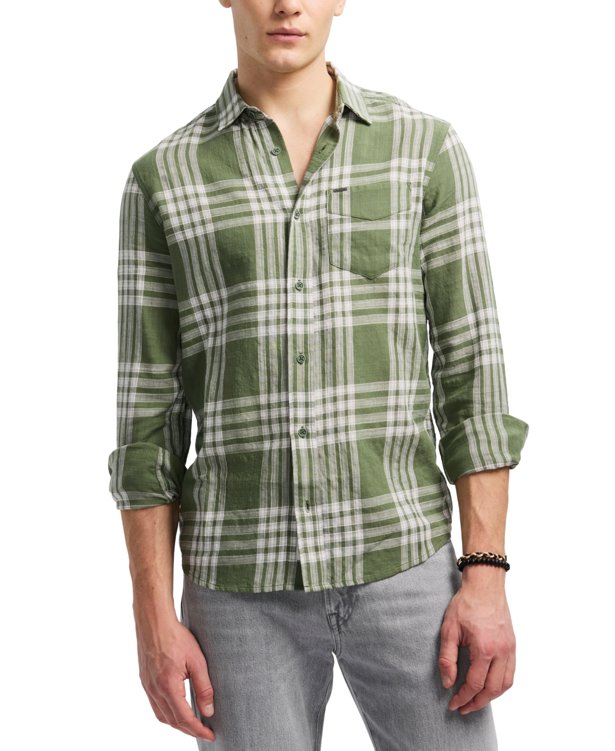 Buffalo David Bitton Men's Saroz Long Sleeve Plaid Button-front Shirt In Green