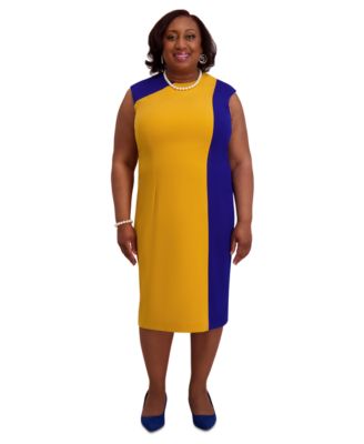 Women's Colorblocked Cap-Sleeve Dress, Regular & Plus Sizes
