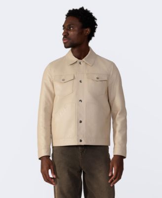 Men's Leather Trucker Jacket, Created for Macy's