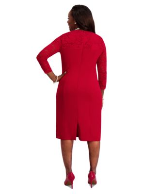 Women's Lace-Sleeve Sheath Dress, Regular & Plus Sizes 