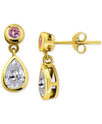 Cubic Zirconia Drop Earrings in Sterling Silver (also in 18k Gold over Sterling Silver), Exclusively at Macy's