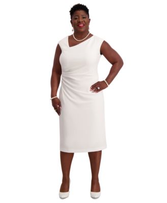 Kasper - Women's Asymmetrical-Neck Midi Dress, Regular & Plus Sizes