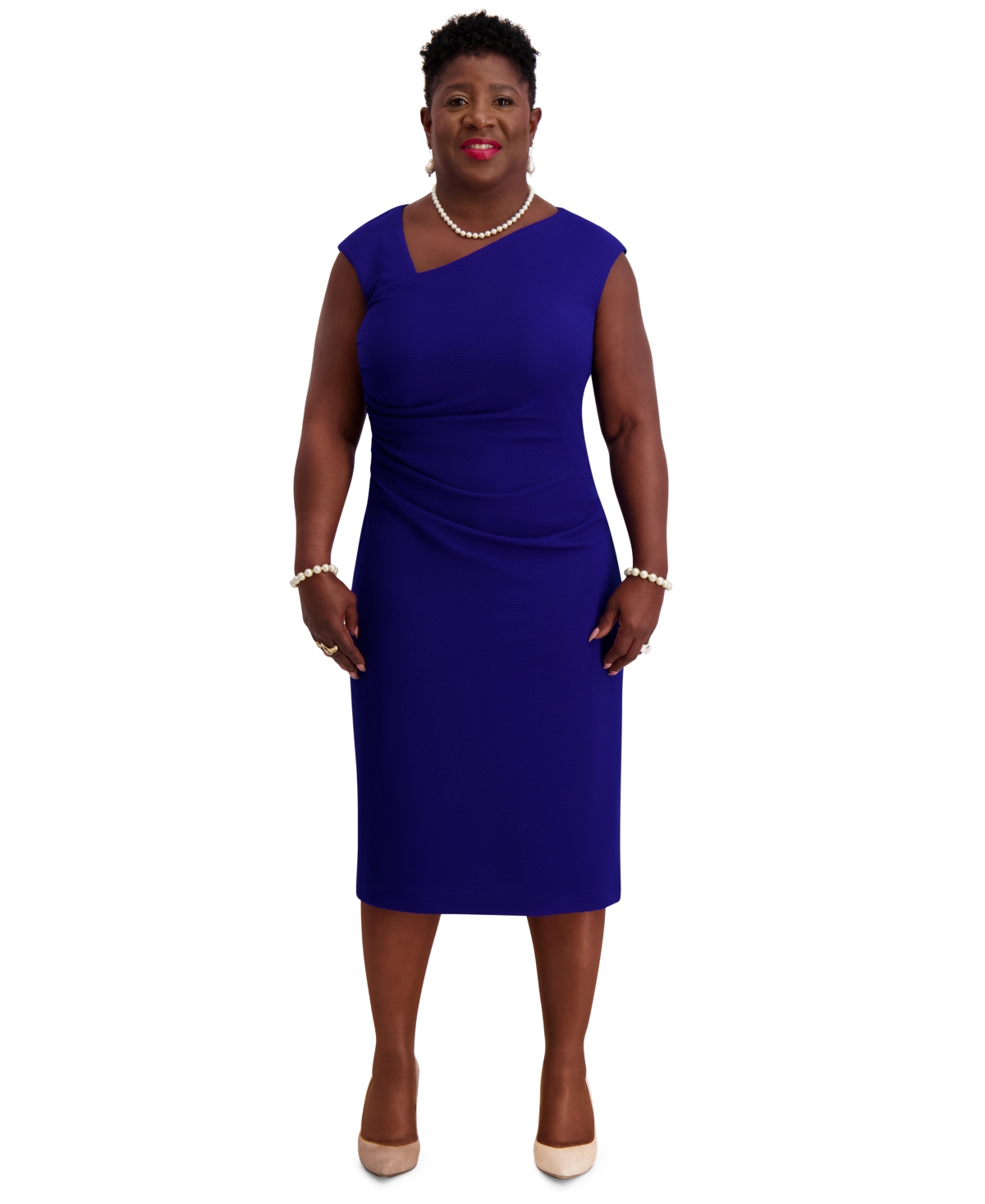 Kasper Women's Asymmetrical-neck Midi Dress, Regular & Plus Sizes