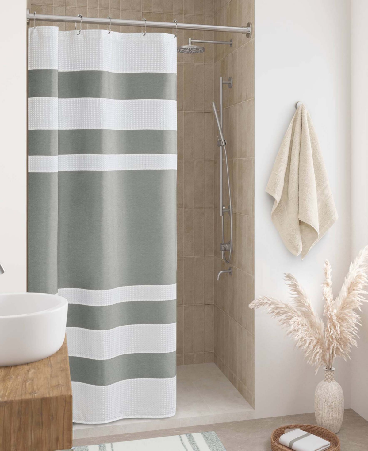 Madison Park Spa Waffle 3m-scotchgard Shower Curtain, 54" X 78"