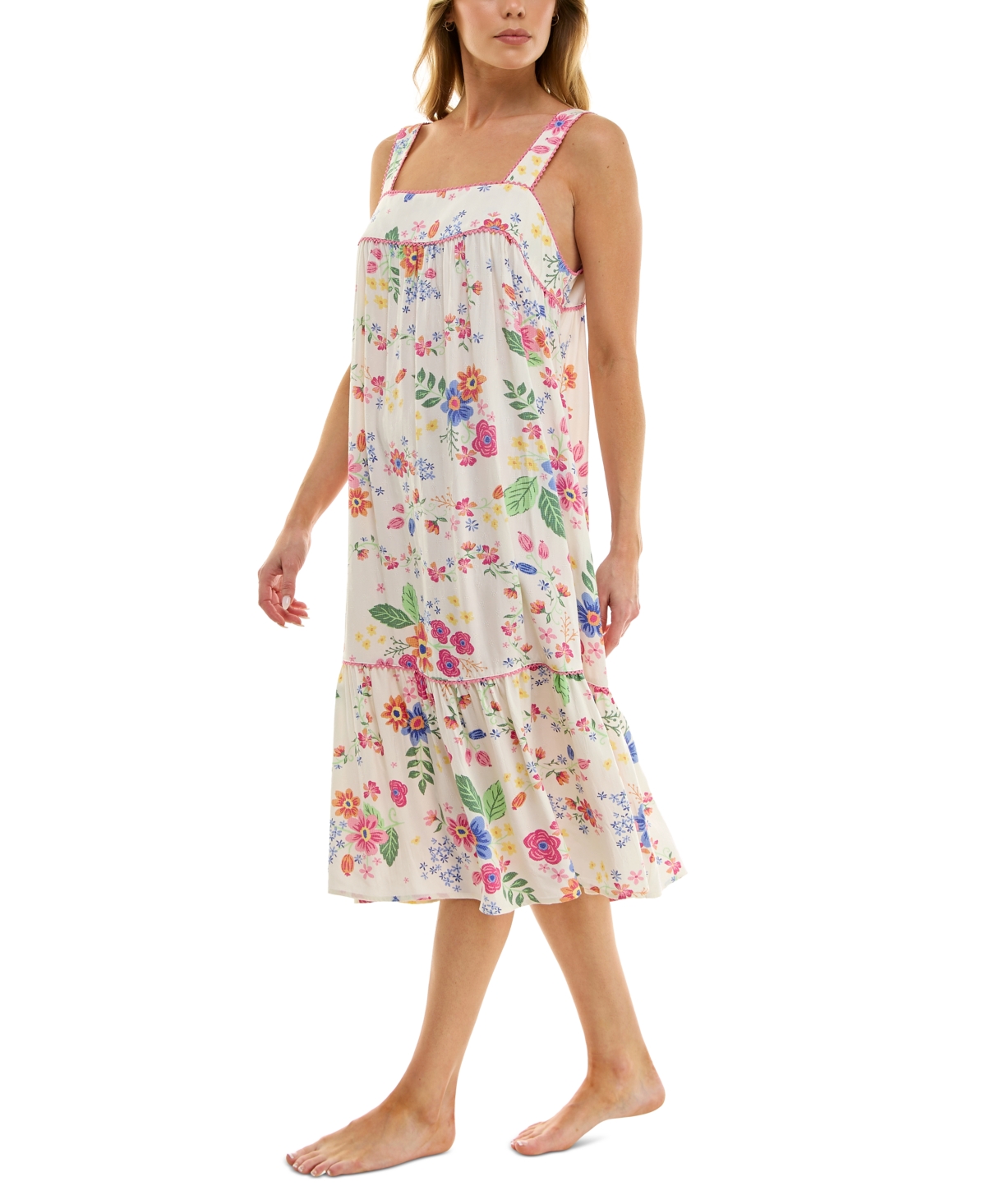 Women's Printed Tiered Cami Sleep Dress - Faye Ribbons