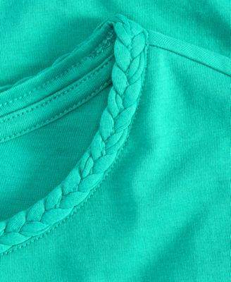 Women's Braided-Neck Crewneck T-Shirt, Exclusively at Macy's