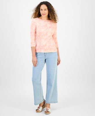 売れ筋商品|||スタイルアンドコー カットソー トップス レディース Petite Floral Cotton Square-Neck Top, Exclusively at Macy's Floral Indigo Style & Co Petite Floral Cotton Square-Neck Top, Exclusively