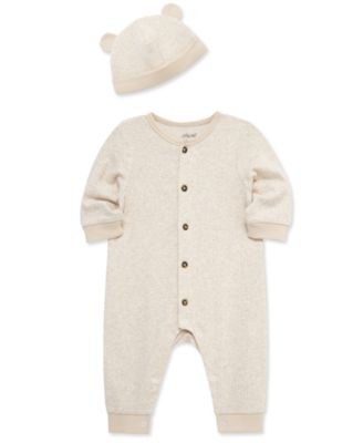 Baby Button-Down Coverall & Hat Set