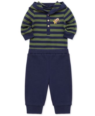 Baby Boys Cotton Hooded Football Bodysuit & Pants Set