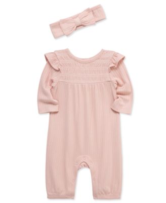 Baby Girls Jumpsuit & Headband Set