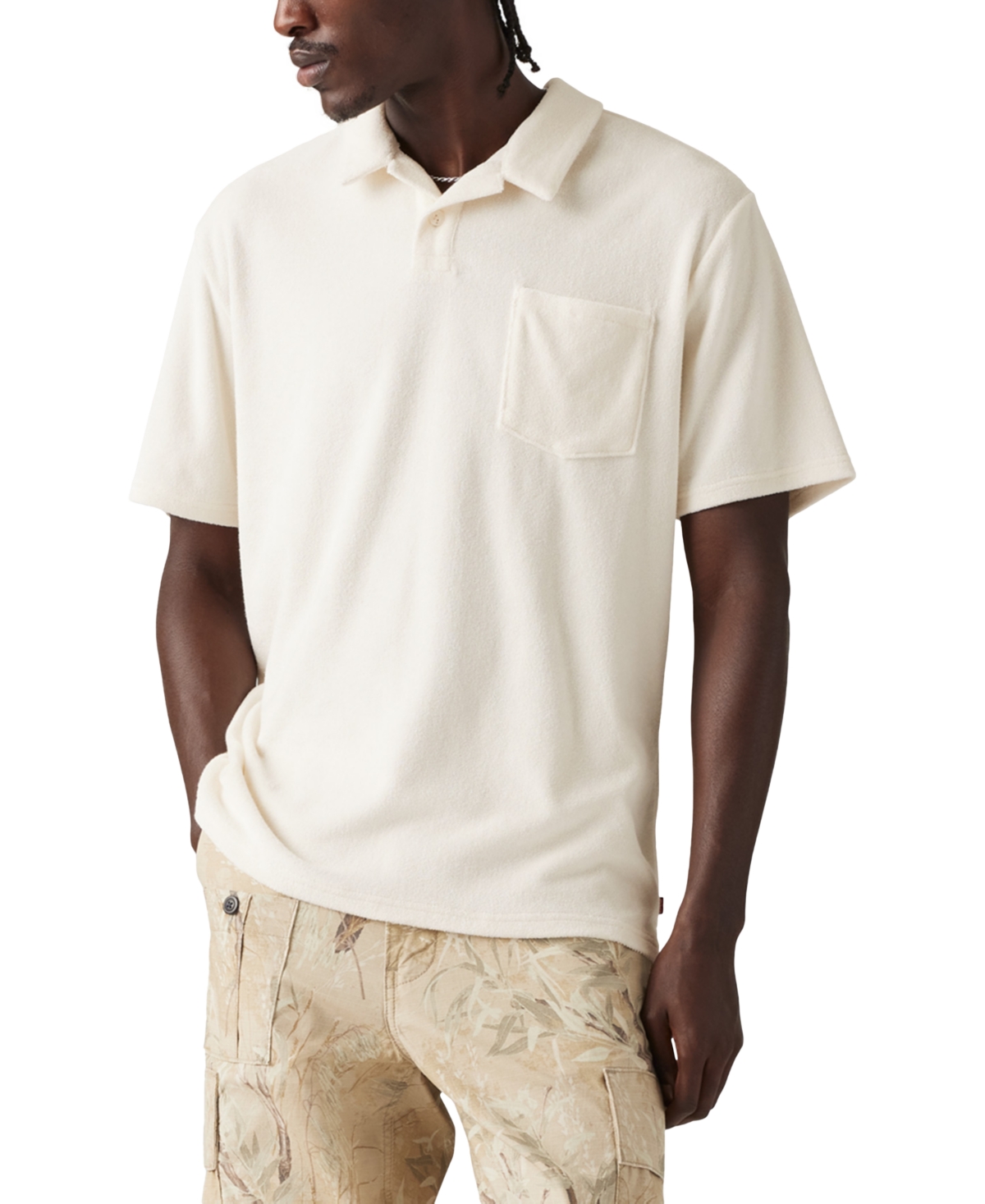 Men's Terry Pocket Polo Shirt - Egret