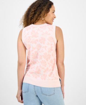 Petite Sleeveless Floral-Print Sweater, Exclusively at Macy's