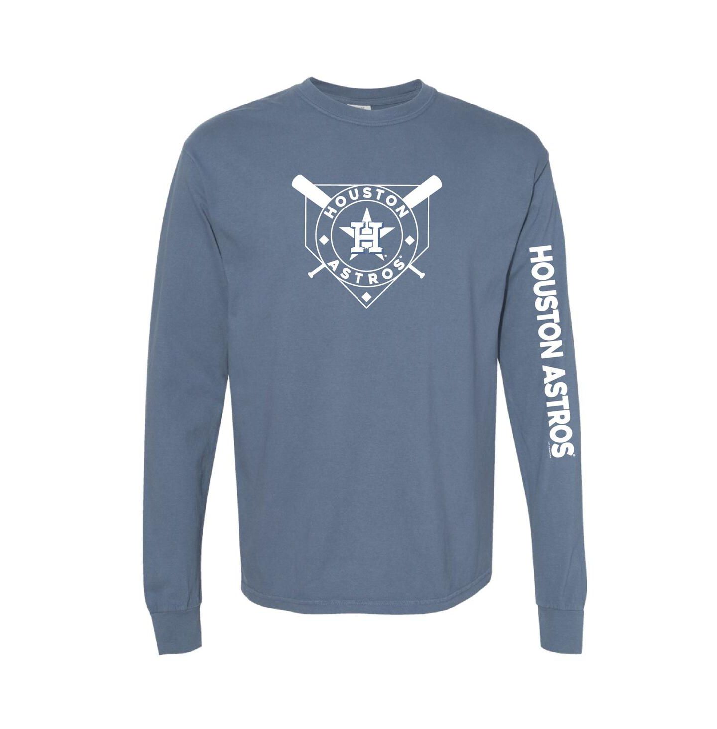 Женская футболка Soft As A Grape Navy Houston Astros Pigment Dye Long Sleeve — фото 1