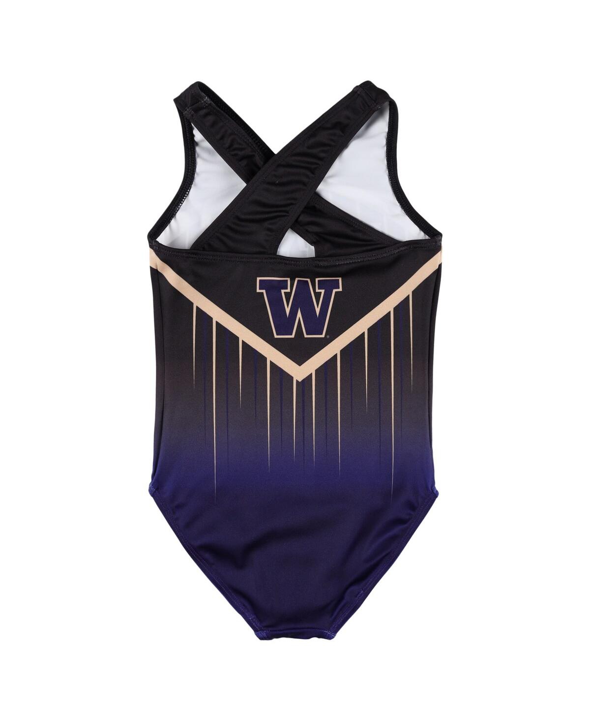 GK ELITE BIG BOYS AND GIRLS BLACK WASHINGTON HUSKIES ELITE REPLICA LEOTARD 